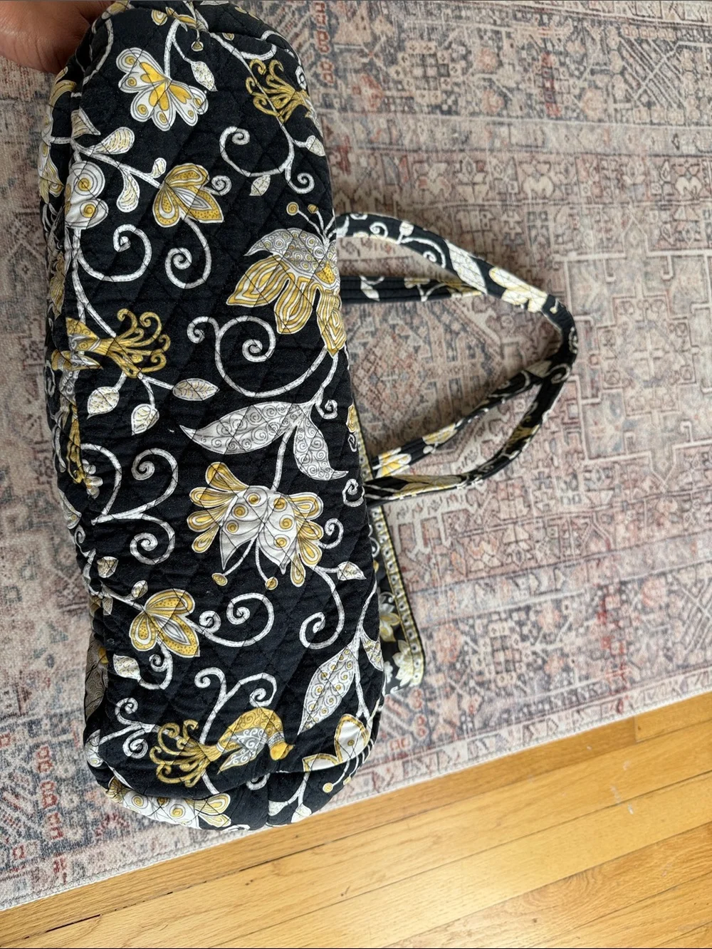 Vera Bradley‎ Quilted Floral Tote Bag in Black and Yellow